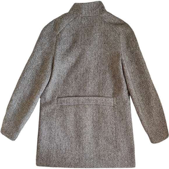 Massimo Dutti Wool Peacoat Trench Herringbone Sparkle Brown 13Y 14Y Sz 14-16 - Picture 5 of 15